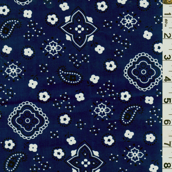15 YD Bolt-Navy Bandana Print Fabric