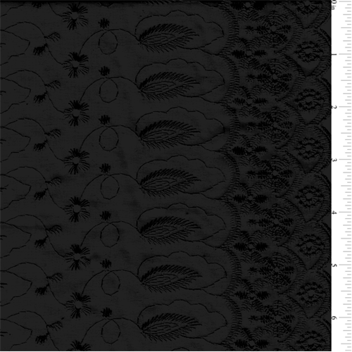 15 YD Bolt-Black Scalloped Eyelet Fabric