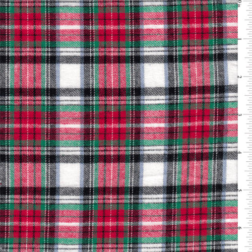 15 YD Bolt-White Multi Plaid Flannel Fabric