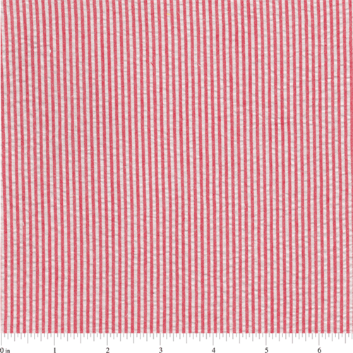 Red Stripe Seersucker Fabric by Fabric Finders - 840028