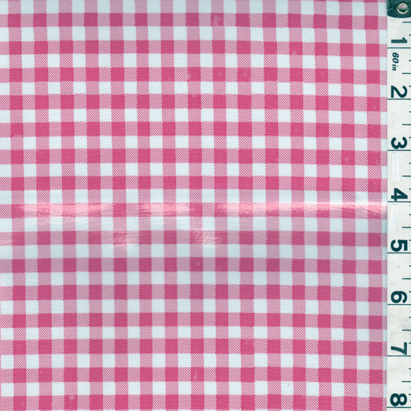 Pink Check Oilcloth Roll Fabric