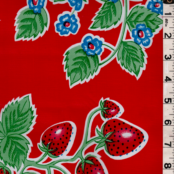 Red Floral Oilcloth Roll Fabric