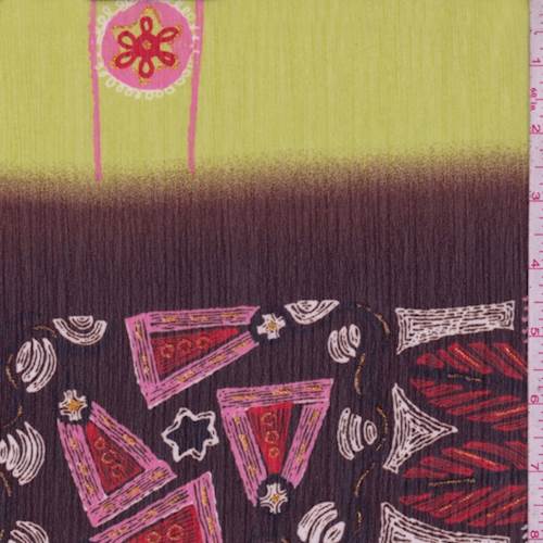 1 YD PC-Mocha/Avocado Sunburst Crinkle Chiffon Fabric