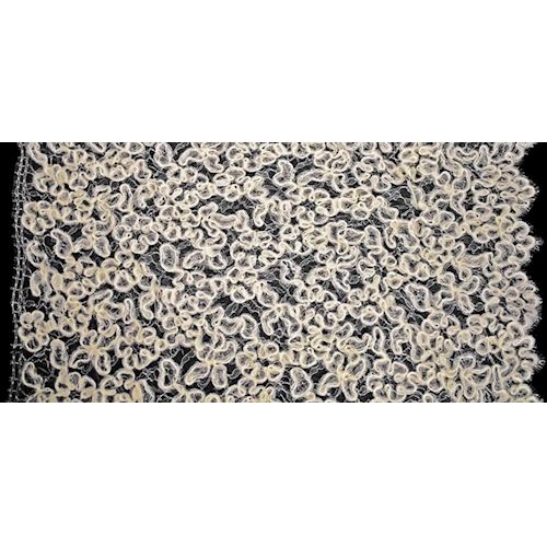 4 YD/PC - Ivory Solstiss Mohair Wool French Lace Fabric