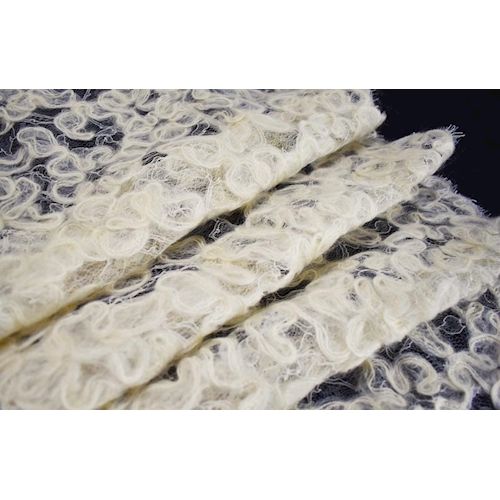 4 YD/PC - Ivory Solstiss Mohair Wool French Lace Fabric