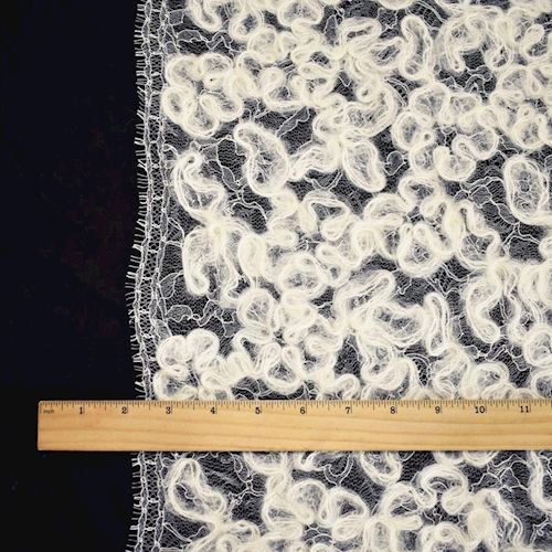 4 YD/PC - Ivory Solstiss Mohair Wool French Lace Fabric