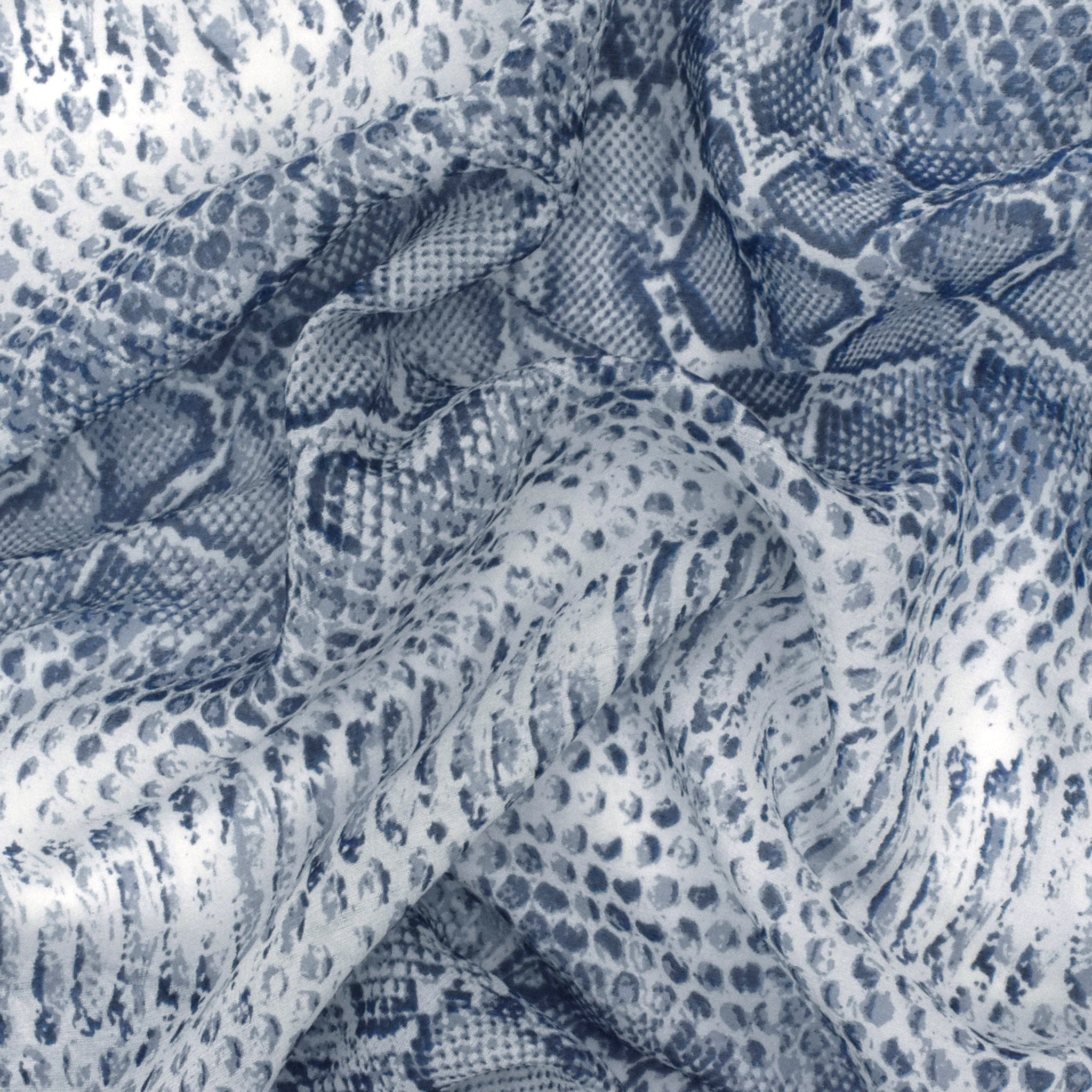 Pacific Blue-Ivory Snake Skin Printed Silk Chiffon Fabric – Fabric Depot