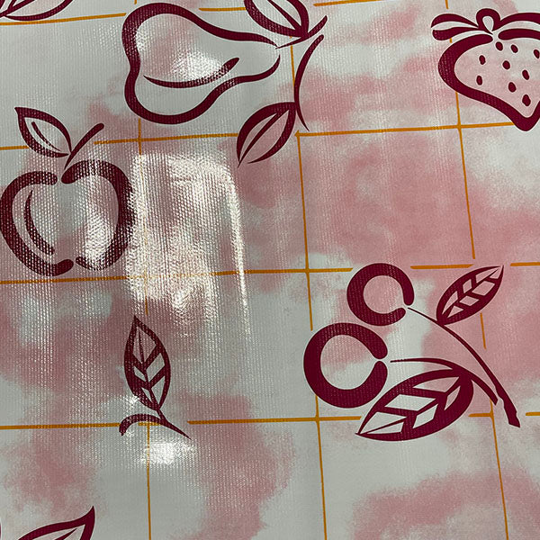 Wine Orange Check Oilcloth Fabric - Reorderable