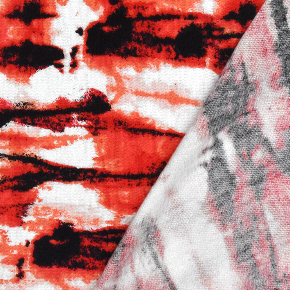 White-Red-Multi Tie Dye Printed Rayon Stretch Jersey Knit Fabric – Fabric  Depot