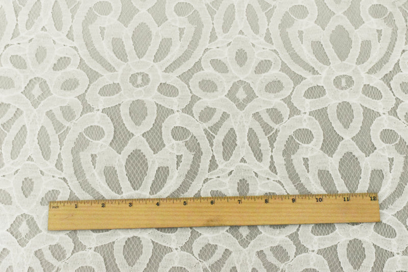 Cloud Ivory Baroque Cotton-Poly Lace Knit Fabric