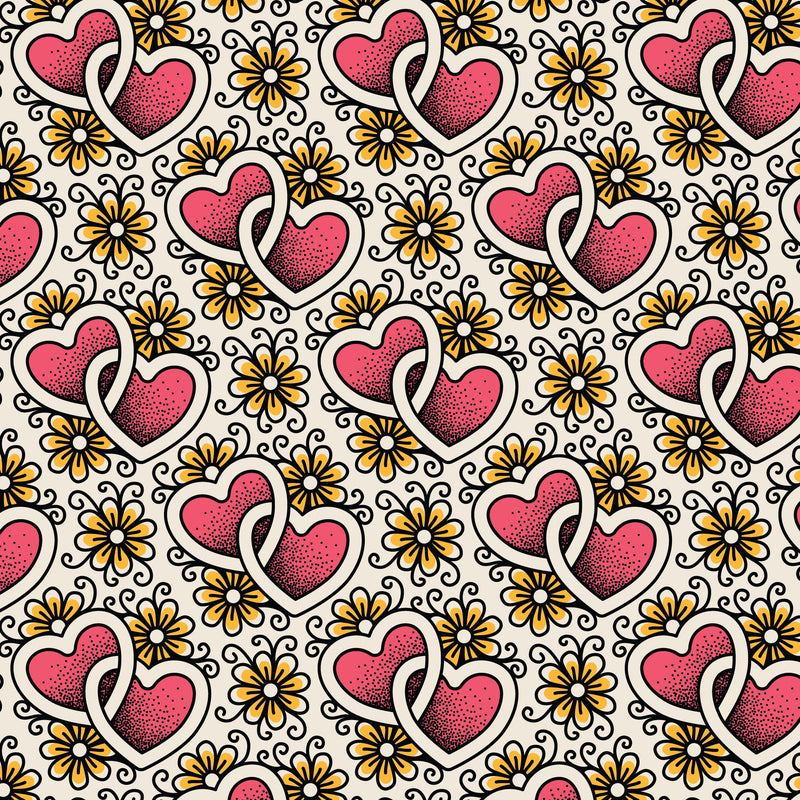 Joined Hearts Love Ink 3385 Cotton 44”/45” Fabric Per Yard