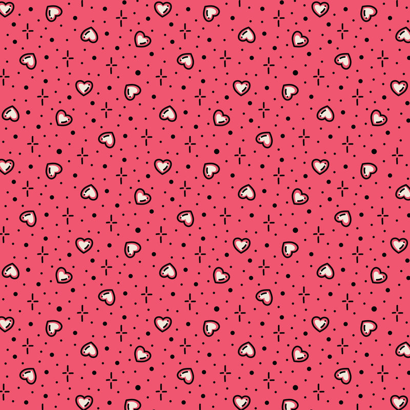 Pink Hearts Love Ink 3388 Cotton 44”/45” Fabric Per Yard