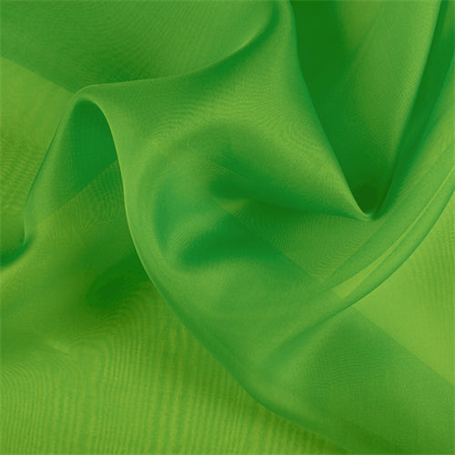 Runway Silks Green Silk Organza Fabric - Reorderable