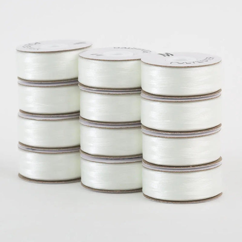 Super Bobs Poly #624 Natural Whilte (M-Style) 12 pack pre-wound bobbins