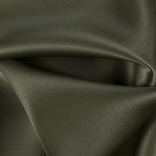 Runway Silks Olive Green Silk Satin Organza Fabric - Reorderable