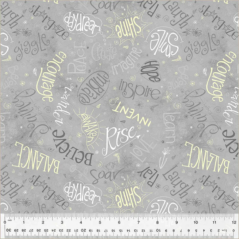 Grey Smoke Noteworthy Aspirations 44"/45 Fabric Per Yard