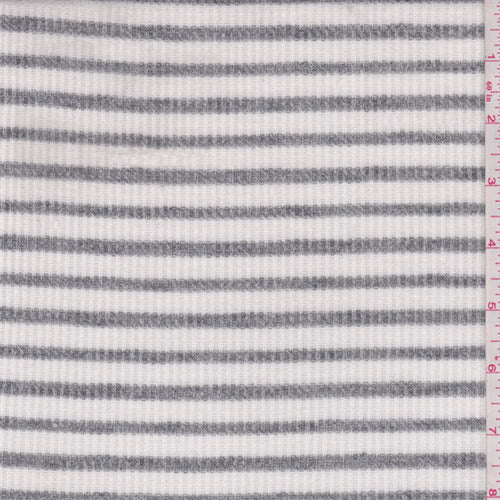 1 3/8 YD PC-White/Heather Grey Stripe Sweater Knit Fabric