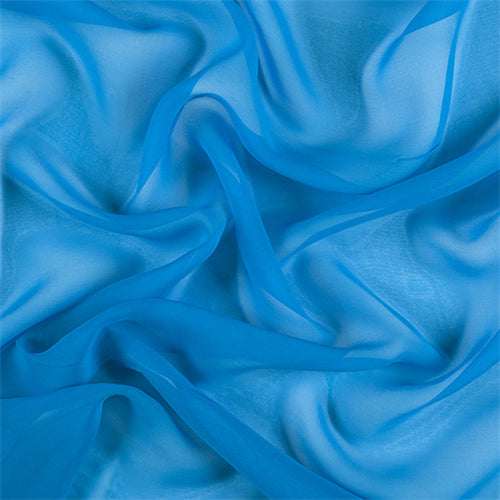 Runway Silks Bright Blue Silk Chiffon Fabric - Reorderable