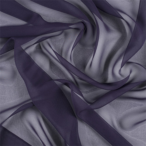Runway Silks Dark Purple Silk Chiffon Fabric - Reorderable
