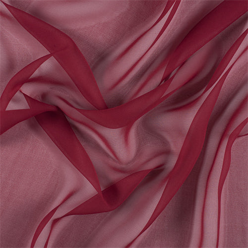 Runway Silks Dark Red Silk Chiffon Fabric - Reorderable