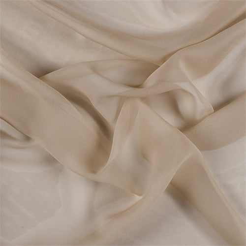 Runway Silks Golden Tan Silk Chiffon Fabric - Reorderable