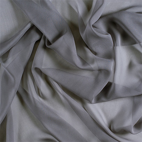 Runway Silks Silver Gray Silk Chiffon Fabric - Reorderable