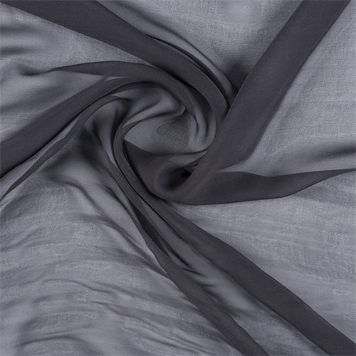 Runway Silks Dark Gray Silk Chiffon Fabric - Reorderable