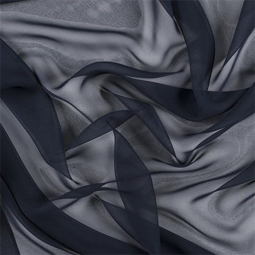 Runway Silks Navy Blue Silk Chiffon Fabric - Reorderable