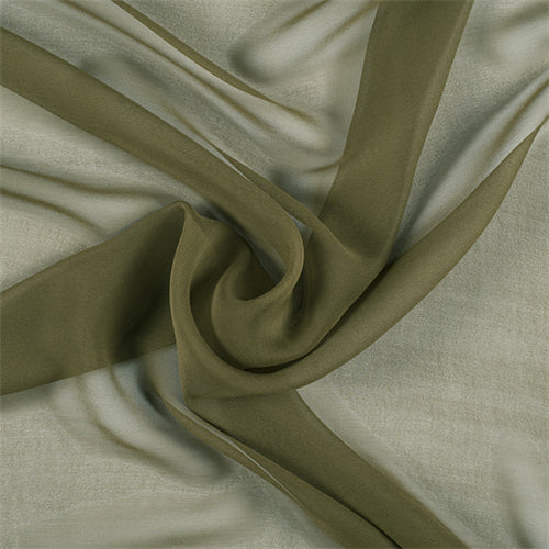 Runway Silks Moss Green Wide Silk Chiffon Fabric - Reorderable