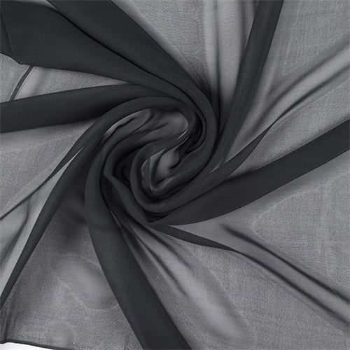Runway Silks Black Wide Silk Chiffon Fabric - Reorderable