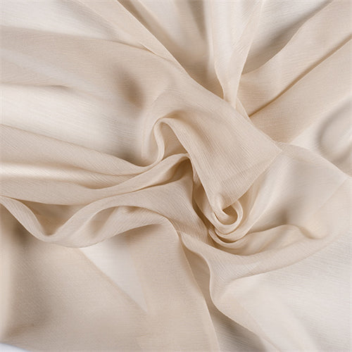 Runway Silks Beige Crinkled Silk Chiffon Fabric - Reorderable