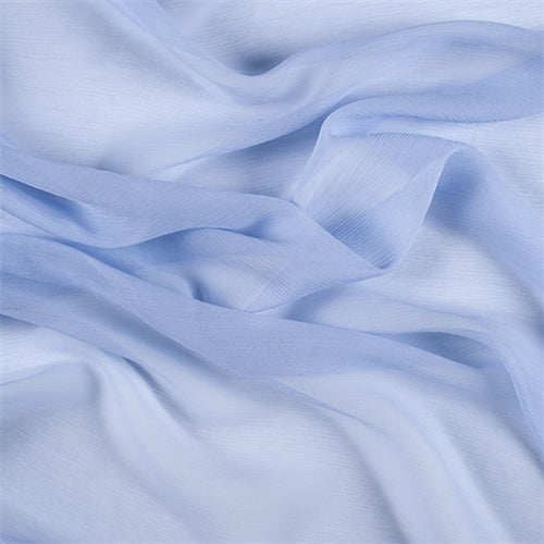 Runway Silks Sky Blue Crinkled Silk Chiffon Fabric - Reorderable