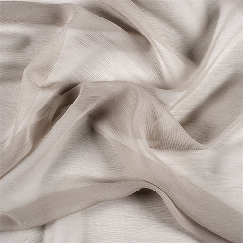 Runway Silks Light Taupe Crinkled Silk Chiffon Fabric - Reorderable