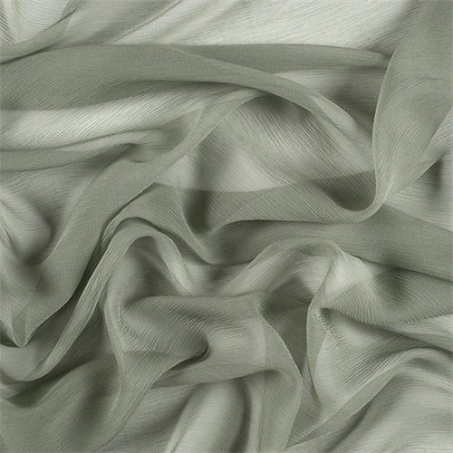 Runway Silks Dark Sage Crinkled Silk Chiffon Fabric - Reorderable