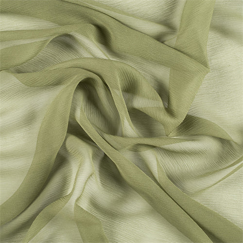Runway Silks Grass Green Crinkled Silk Chiffon Fabric - Reorderable
