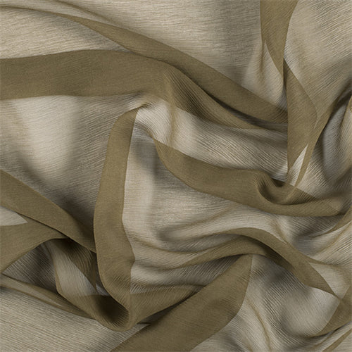Runway Silks Moss Green Crinkled Silk Chiffon Fabric - Reorderable