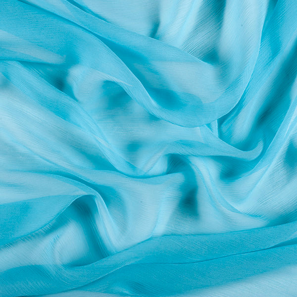 Runway Silks Aqua Crinkled Silk Chiffon Fabric - Reorderable