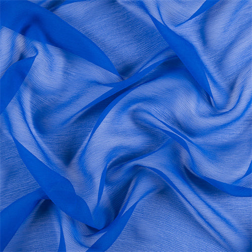 Runway Silks Sapphire Blue Crinkled Silk Chiffon Fabric - Reorderable