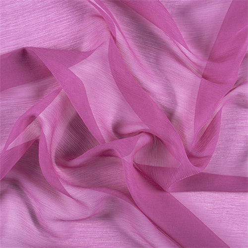 Runway Silks Magenta Crinkled Silk Chiffon Fabric - Reorderable