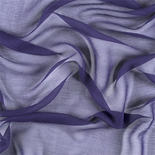 Runway Silks Dark Purple Crinkled Silk Chiffon Fabric - Reorderable