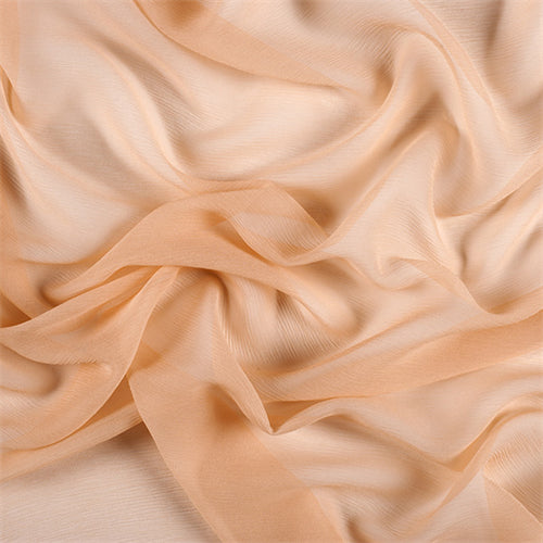 Runway Silks Peach Crinkled Silk Chiffon Fabric - Reorderable