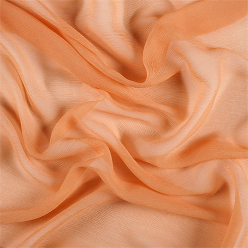 Runway Silks Light Orange Crinkled Silk Chiffon Fabric - Reorderable