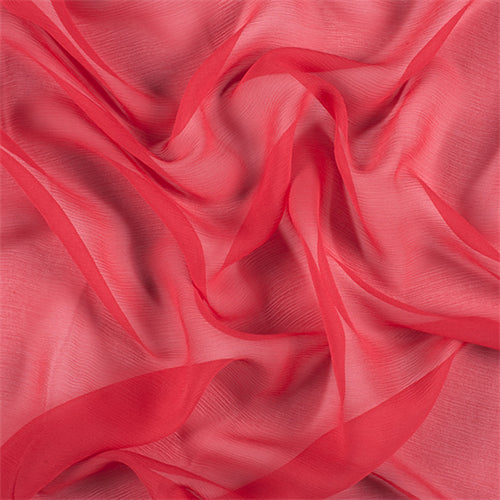 Runway Silks Bright Red Crinkled Silk Chiffon Fabric - Reorderable