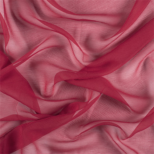 Runway Silks Dark Red Crinkled Silk Chiffon Fabric - Reorderable