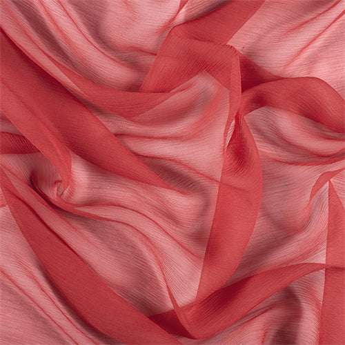 Runway Silks Red Crinkled Silk Chiffon Fabric - Reorderable
