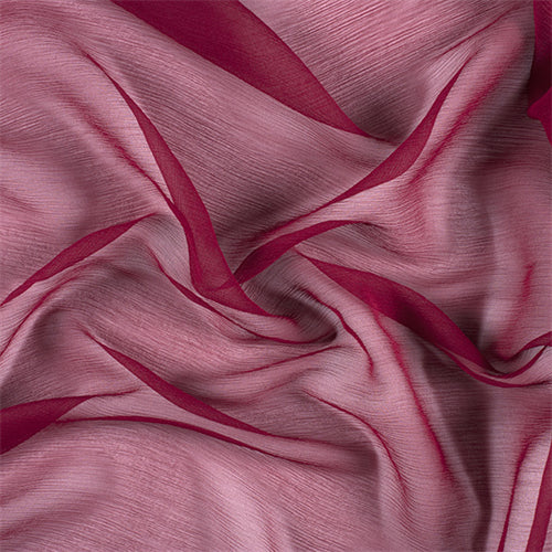 Runway Silks Burgundy Crinkled Silk Chiffon Fabric - Reorderable