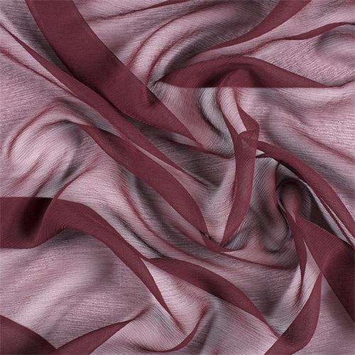 Runway Silks Wine Crinkled Silk Chiffon Fabric - Reorderable