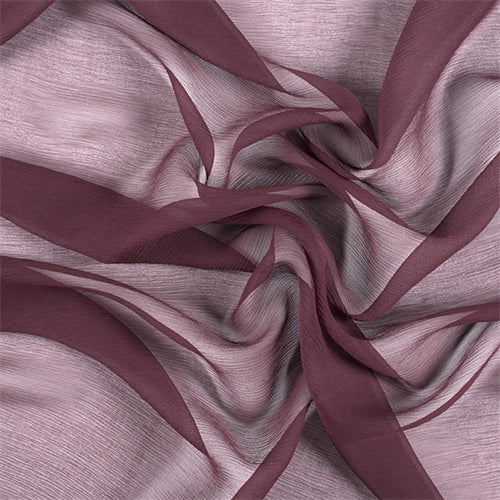 Runway Silks Dark Brick Red Crinkled Silk Chiffon Fabric - Reorderable