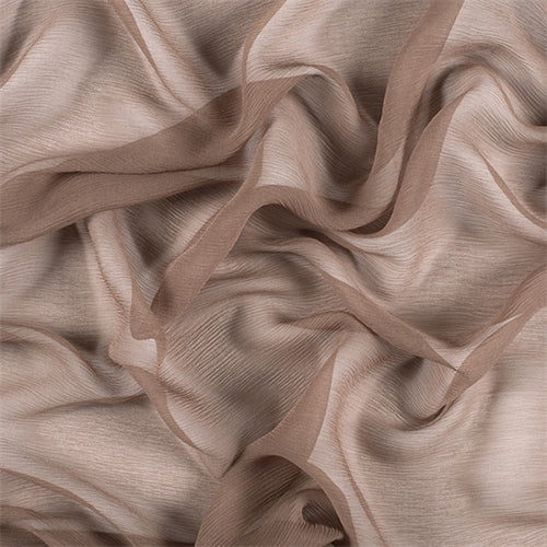 Runway Silks Latte Crinkled Silk Chiffon Fabric - Reorderable