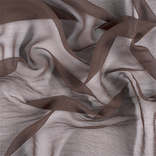 Runway Silks Dark Brown Crinkled Silk Chiffon Fabric - Reorderable